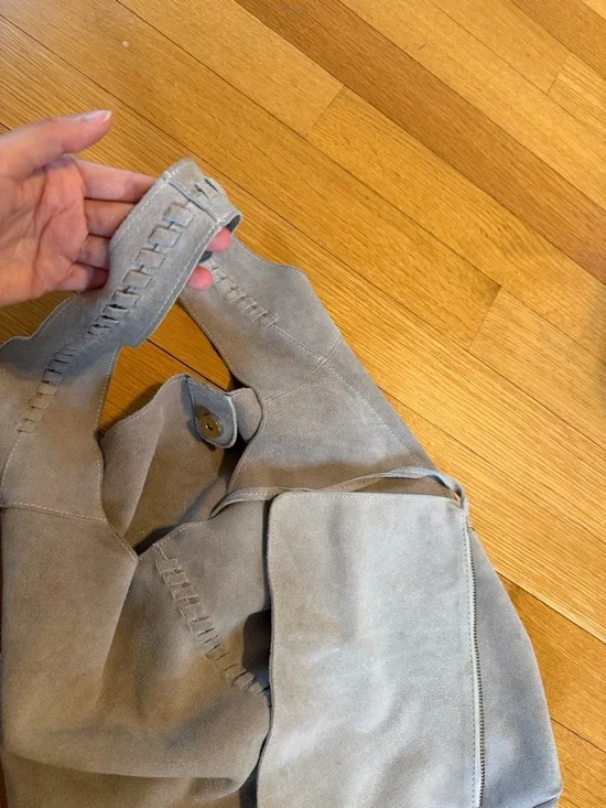 Haute Hippie Festival Suede Tote Bag in Light Taupe - Everyday Shoulder Bag - Picture 7 of 10